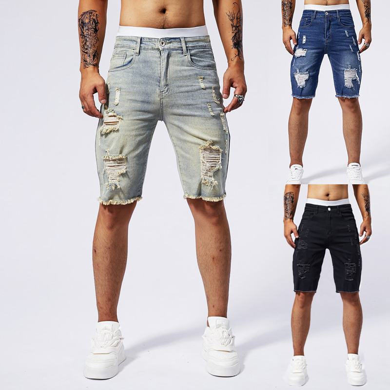 Streetwear Brand New - Pantaloncini di jeans strappati da uomo